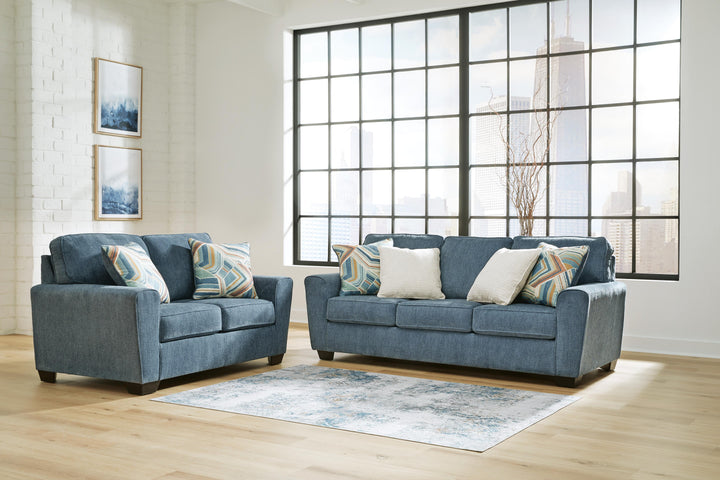 Cashton Sofa, Loveseat, Chair and Ottoman - Blue (23)
