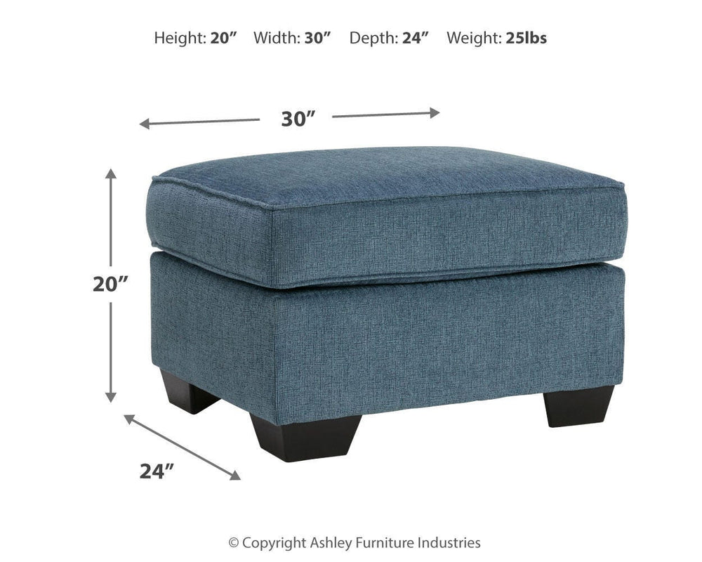 Cashton Sofa, Loveseat, Chair and Ottoman - Blue (22)