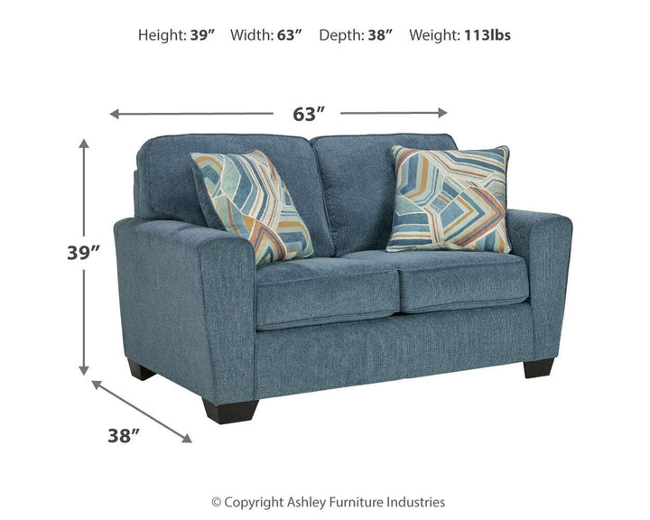 Cashton Sofa, Loveseat, Chair and Ottoman - Blue (20)