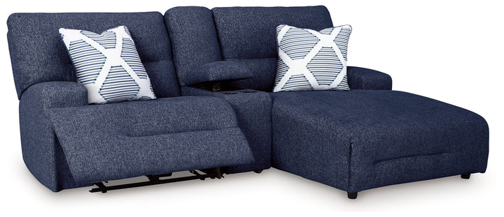 Acklen Place - 3-Piece Power Reclining Sectional Sofa With Raf Chaise - Navy by Ashley Furniture product image