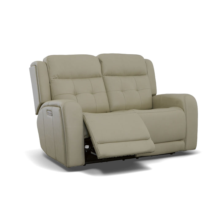 Grant Leather Power Reclining Loveseat with Power Headrests in Ivory