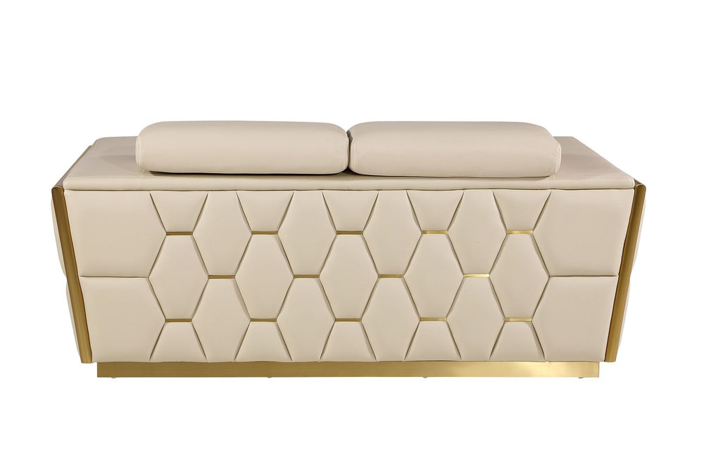 DivanItalia 1111 Loveseat with Adjustable Headrest in Top-Grain Italian Leather - Cream