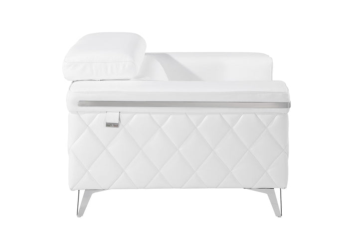 DivanItalia 1140 Chair with Adjustable Headrest in Top-Grain Italian Leather - White