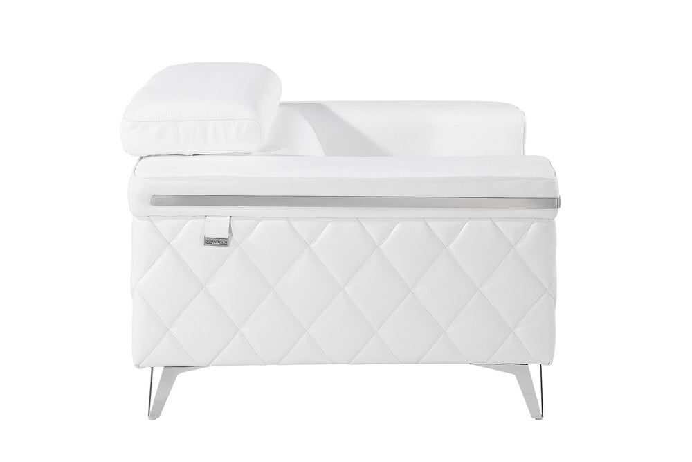 DivanItalia 1140 Chair with Adjustable Headrest in Top-Grain Italian Leather - White