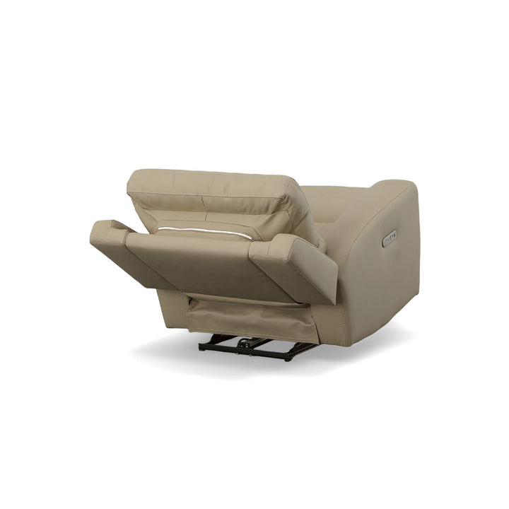 Jarvis Leather Power Recliner with Power Headrest in Parchment