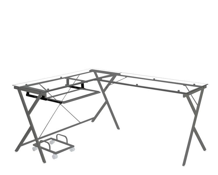 Dazenus - 28" Computer Desk - Clear Glass Top & Silver