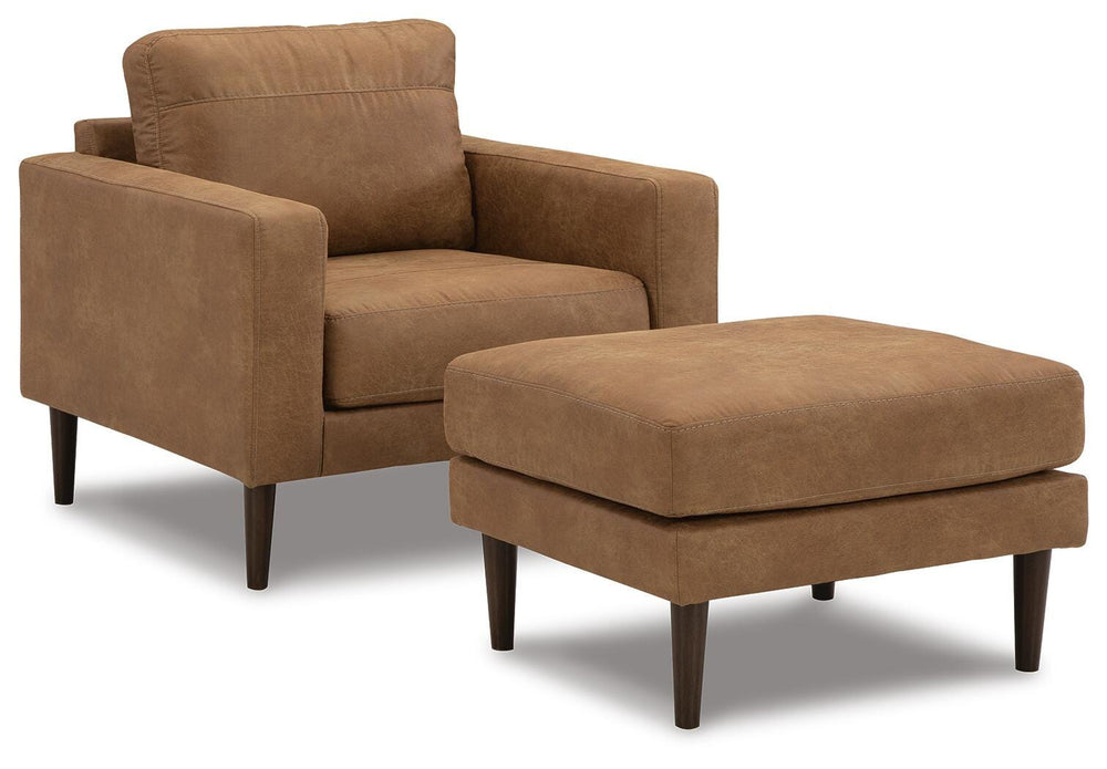 Telora Chair and Ottoman - Caramel (2)