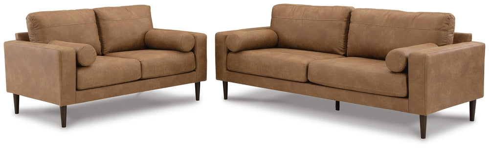 Telora Sofa and Loveseat - Caramel (2)