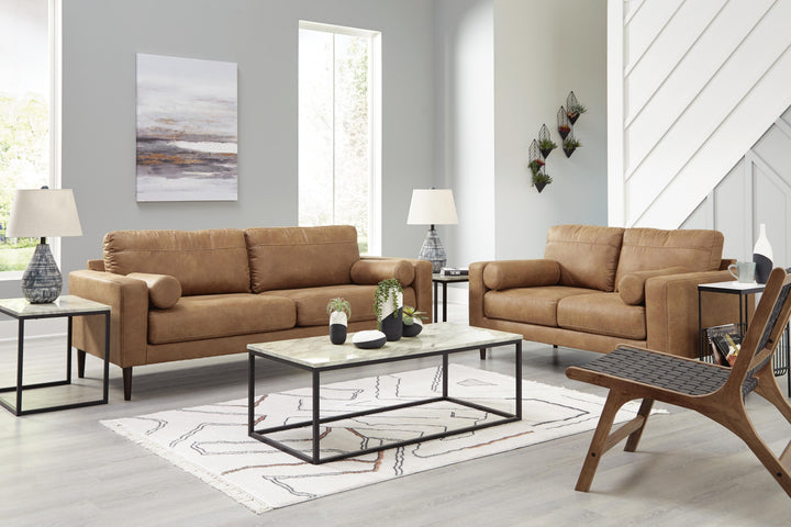 Telora Sofa and Loveseat - Caramel (5)