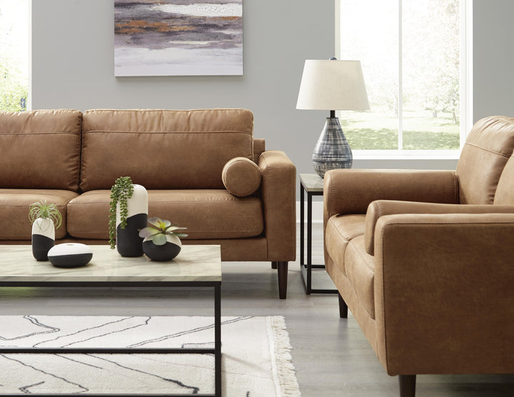 Telora Sofa and Loveseat - Caramel (6)