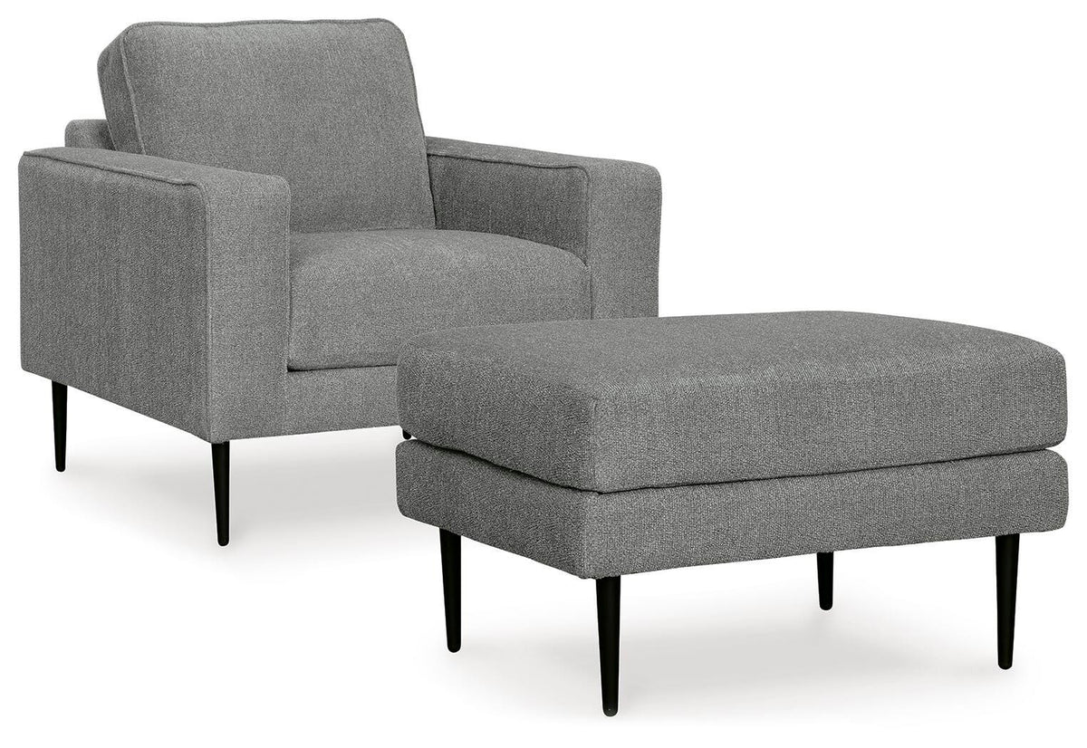 Hazela Chair and Ottoman - Charcoal (2)