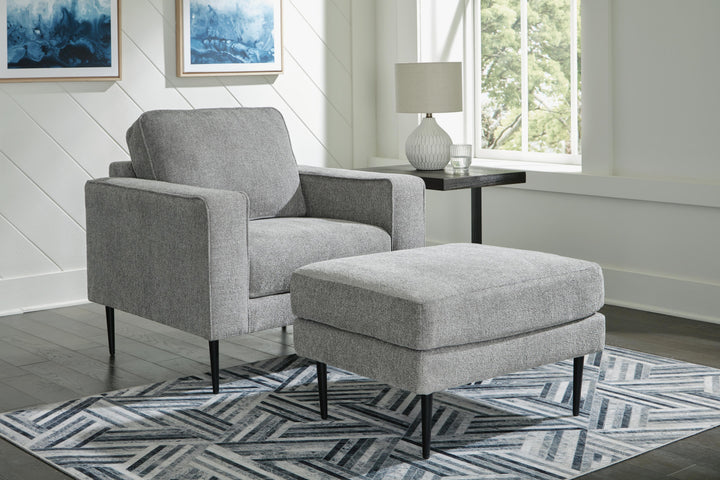 Hazela Chair and Ottoman - Charcoal (1)