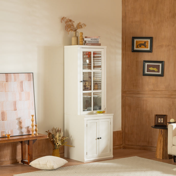 retro-style-hutch-cabinet-with-single-glass-door-white
