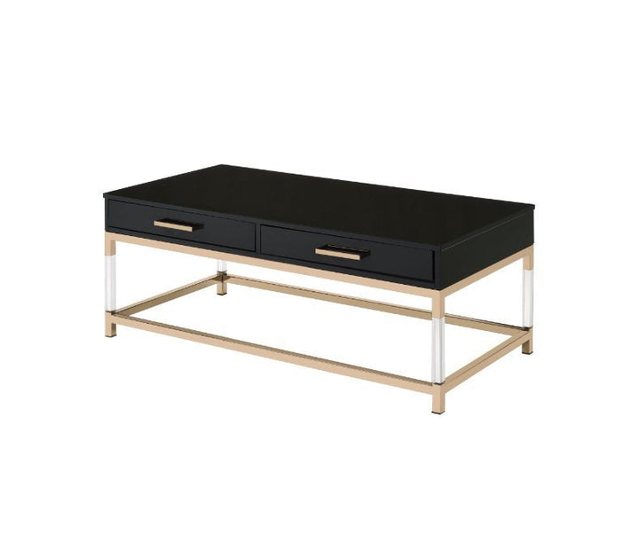 Adiel - Coffee Table - Black High Gloss & Gold