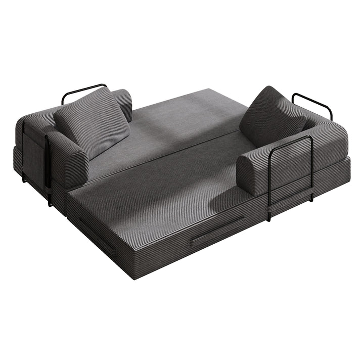 corduroy-convertible-sleeper-sofa-bed-with-pillow-dark-gray