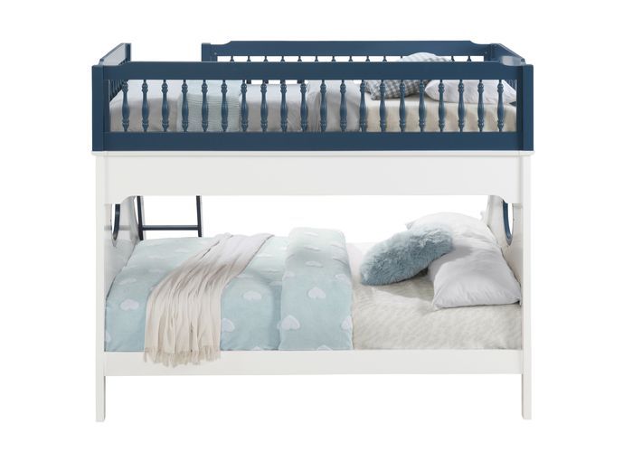 Farah - Twin Over Full Bunk Bed - Navy Blue & White