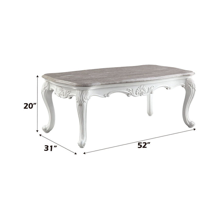 Ciddrenar - Coffee Table - Marble Top & White