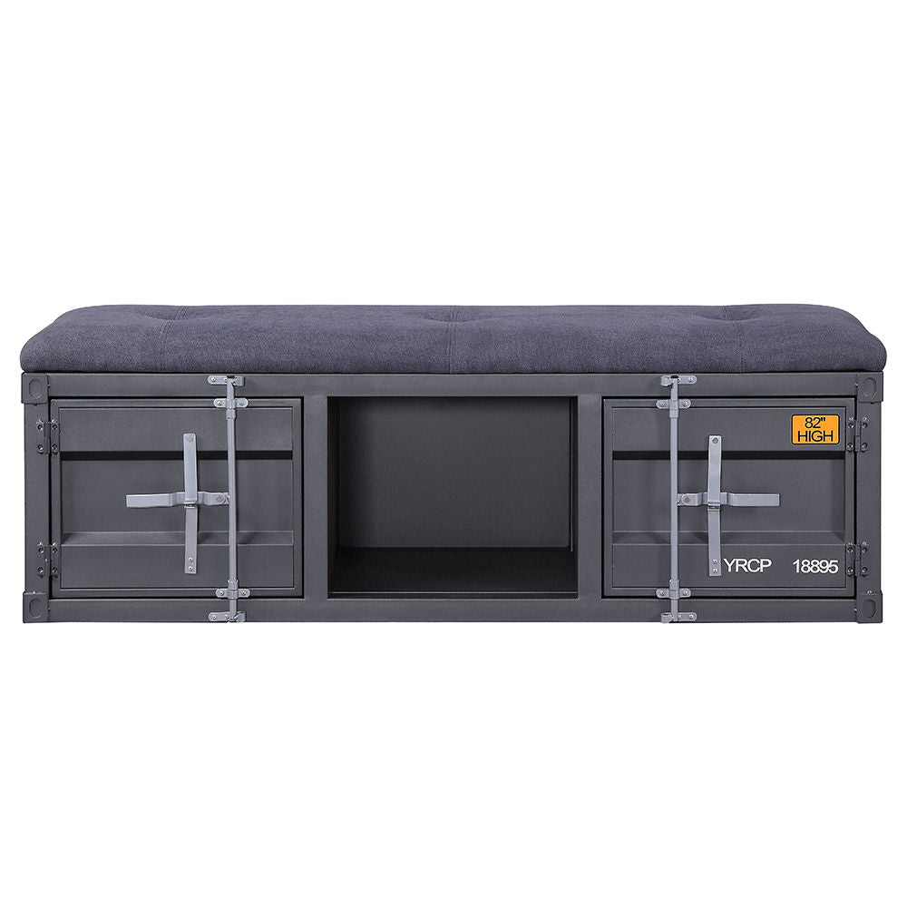 Cargo - Bench With Storage - Gray Fabric & Gunmetal