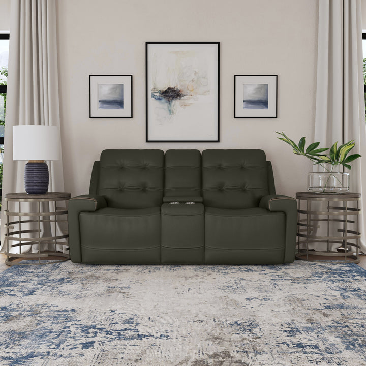 Iris Power Reclining Loveseat With Console &amp; Power Headrests Charcoal