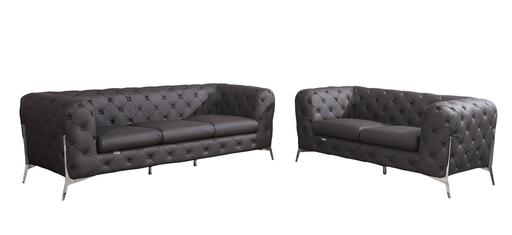 DivanItalia 970 2-Piece Sofa Set in Top-Grain Italian Leather - Brown