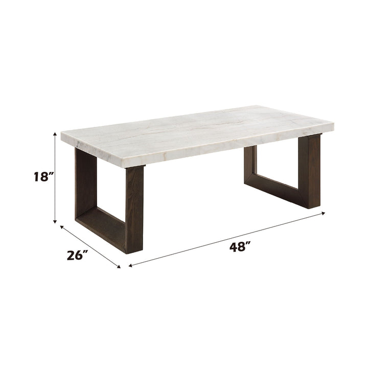 Edwyn - Natural Marble Top Rectangular Coffee Table - Espresso / White