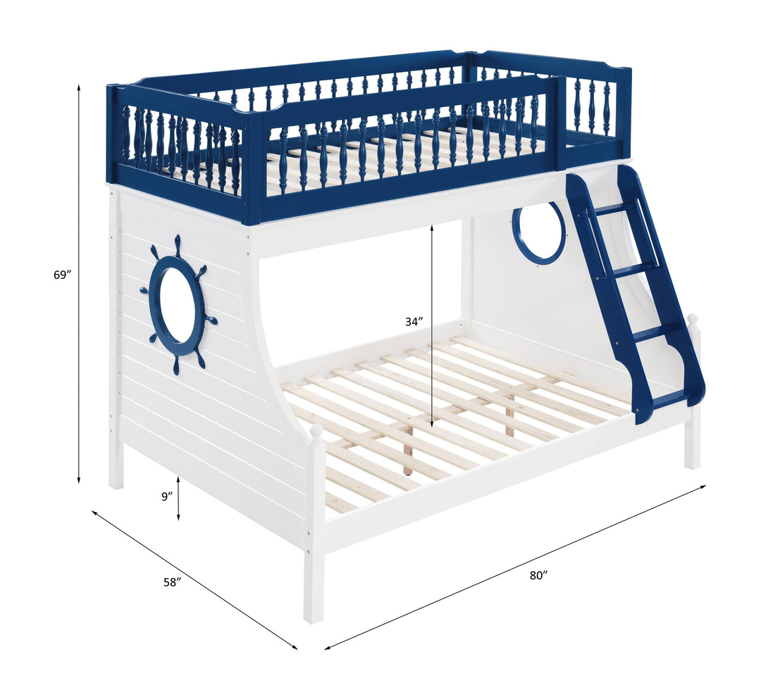 Farah - Twin Over Full Bunk Bed - Navy Blue & White