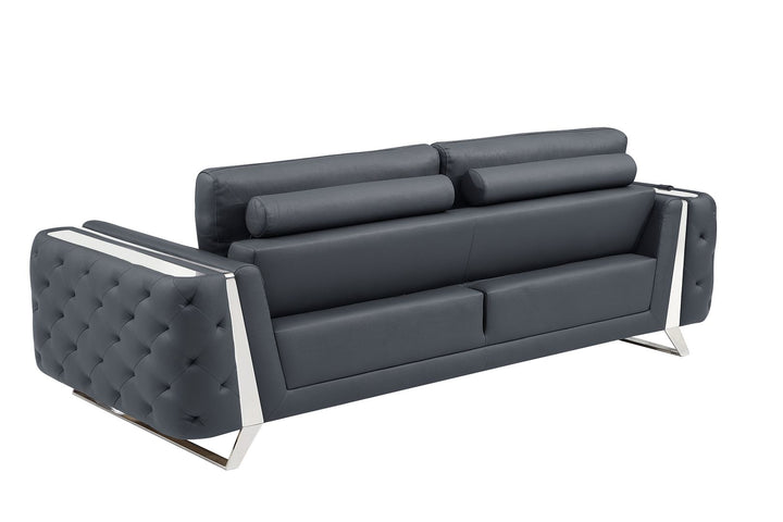 DivanItalia 1050 3-Piece Sofa Set in Top-Grain Italian Leather - Dark Gray