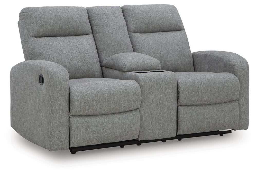 Gauntlet Reclining Loveseat with Console - Gray (1)