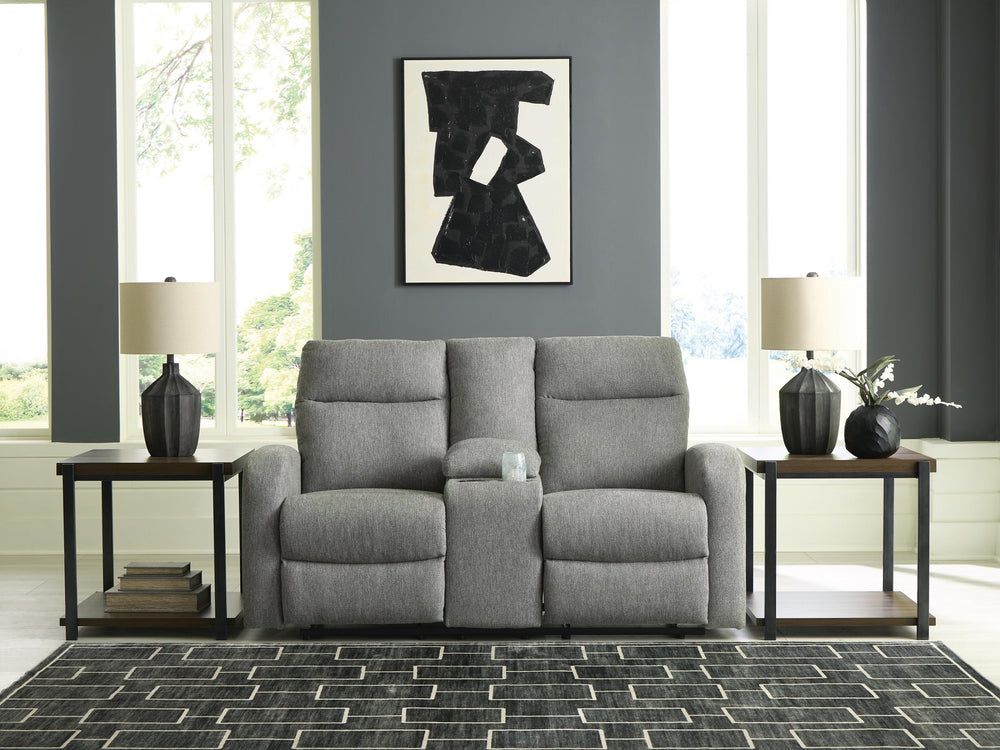 Gauntlet Reclining Loveseat with Console - Gray (2)