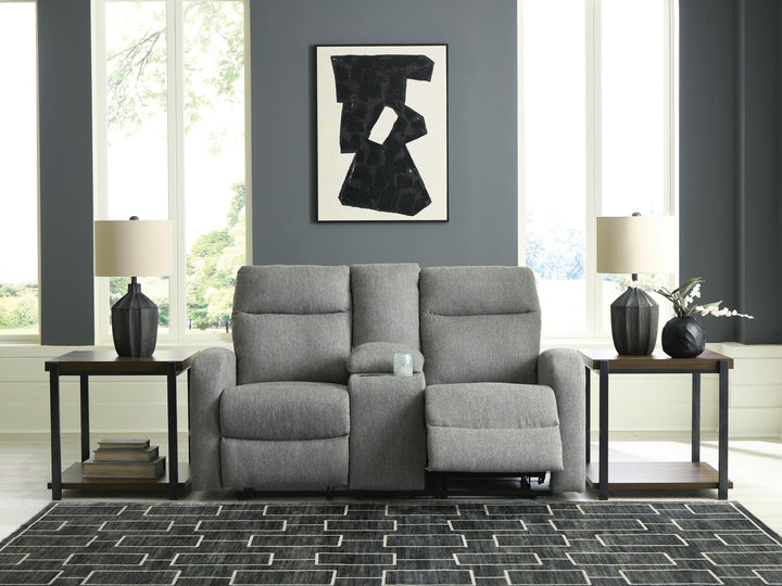 Gauntlet Reclining Loveseat with Console - Gray (7)