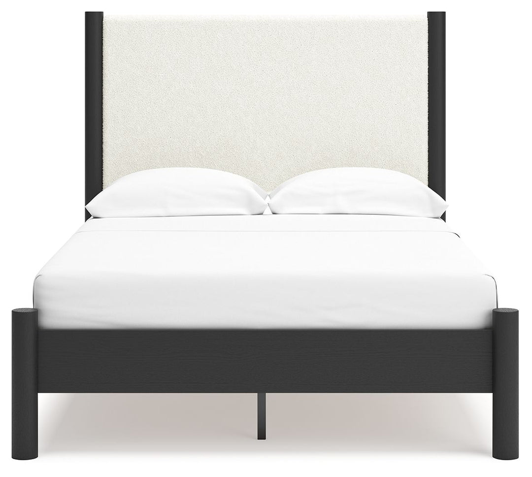Cadmori - Full Upholstered Panel Bed - Black / White by Ashley Furniture product image