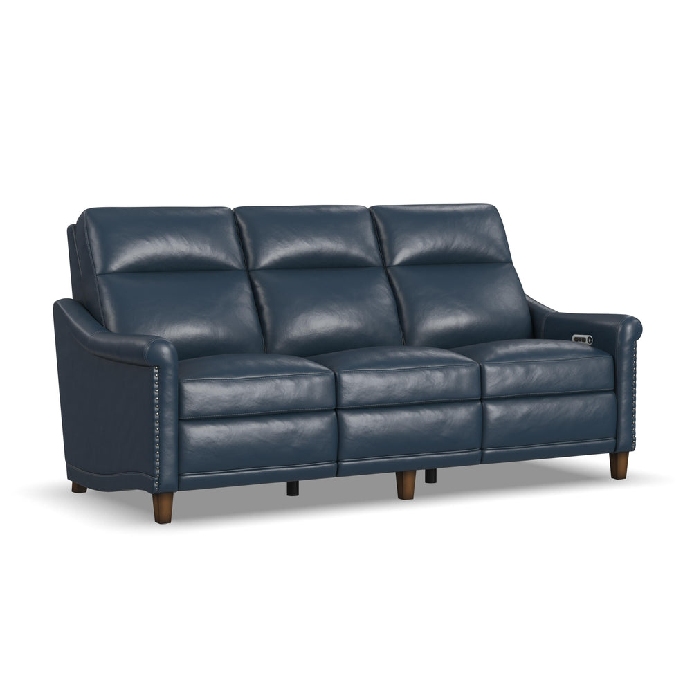 Elizabeth Leather Power Recliner with Power Headrest in Sea
