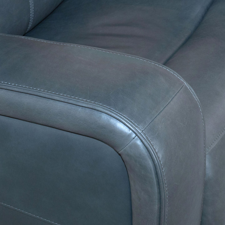 Oasis Leather Power Recliner with Power Headrest, Lumbar, Heat &amp; Massage in Storm