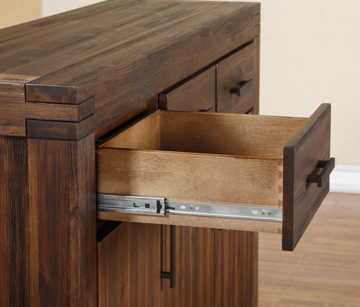 Modus Furniture 3F4173 Meadow Three Drawer Three Door Solid Wood Sideboard In Brick Brown