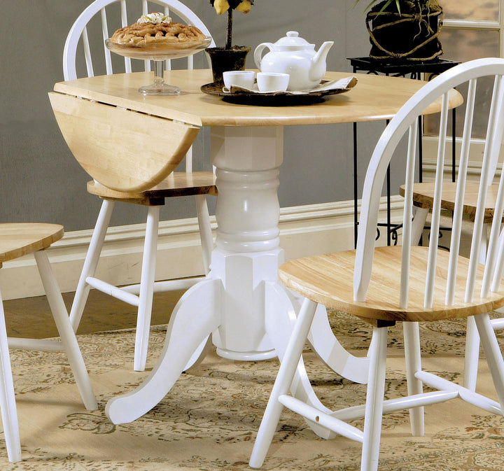 Coaster Furniture 4241 Allison Round 40-inch Drop Leaf Extension Dining Table White