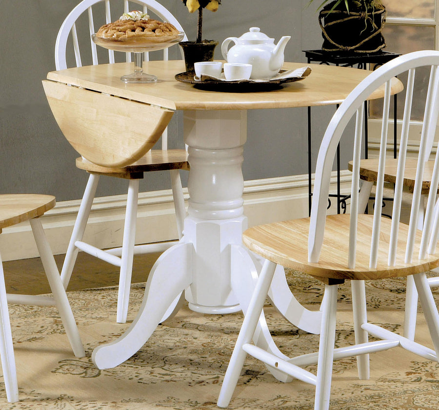 Coaster Furniture 4241 Allison Round 40-inch Drop Leaf Extension Dining Table White
