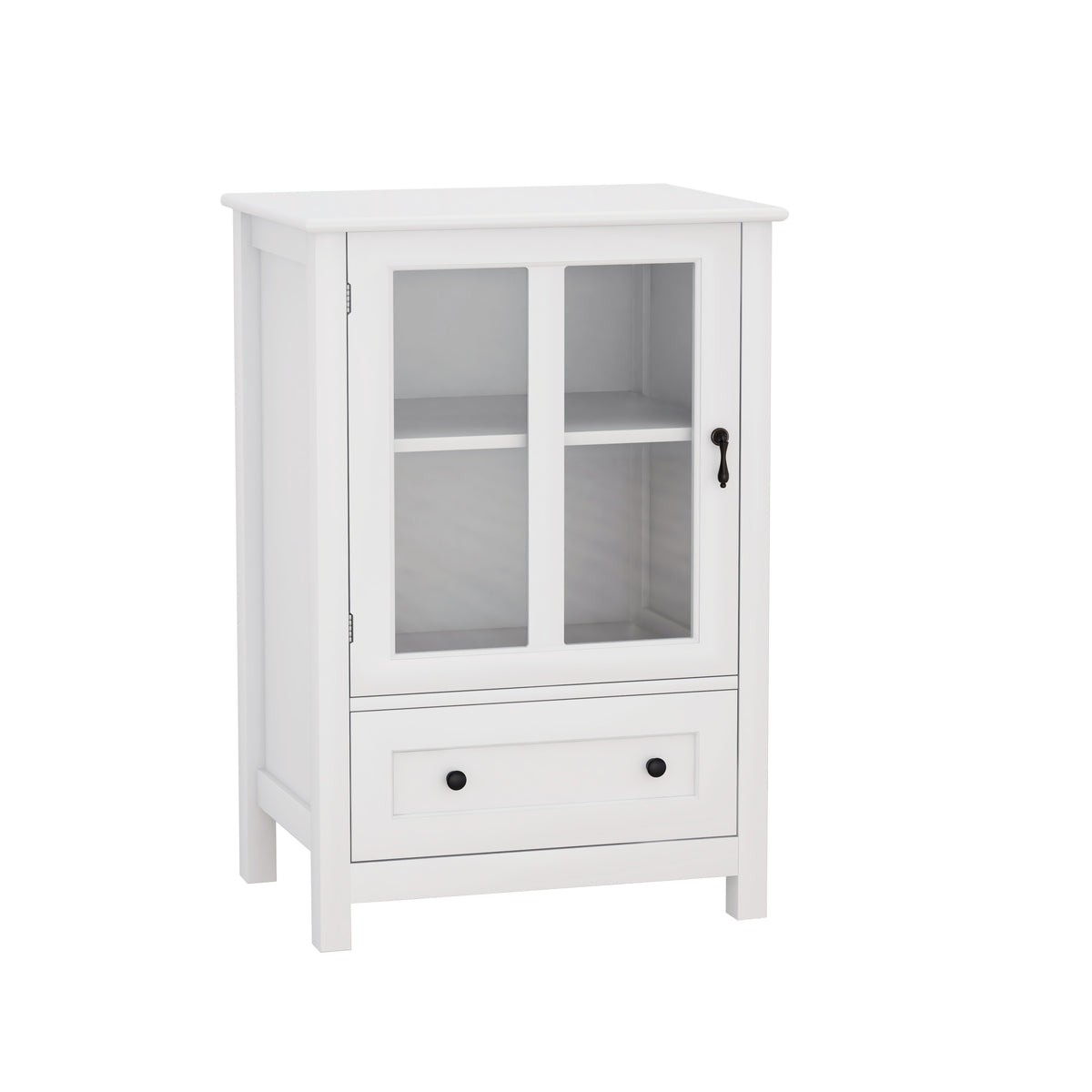buffet-storage-cabinet-with-single-glass-doors-and-unique-bell-handle