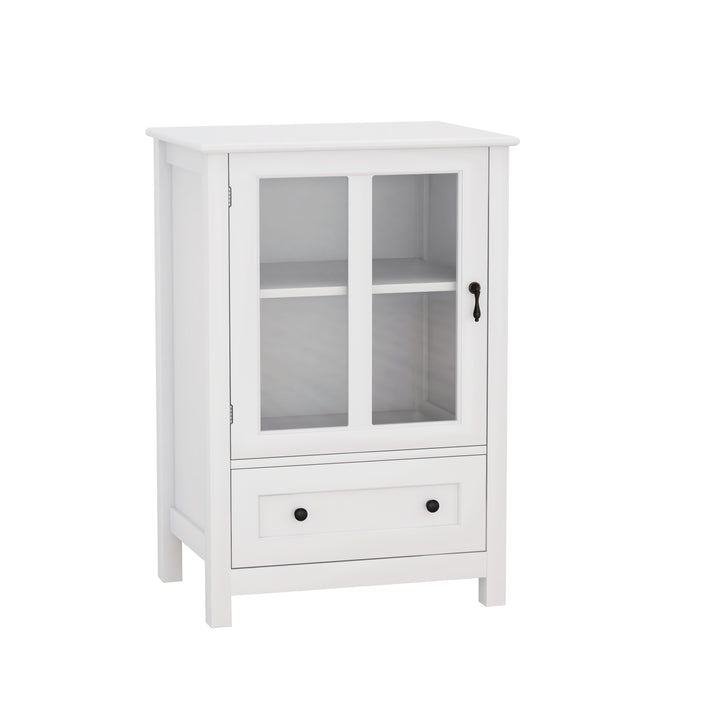 buffet-storage-cabinet-with-single-glass-doors-and-unique-bell-handle