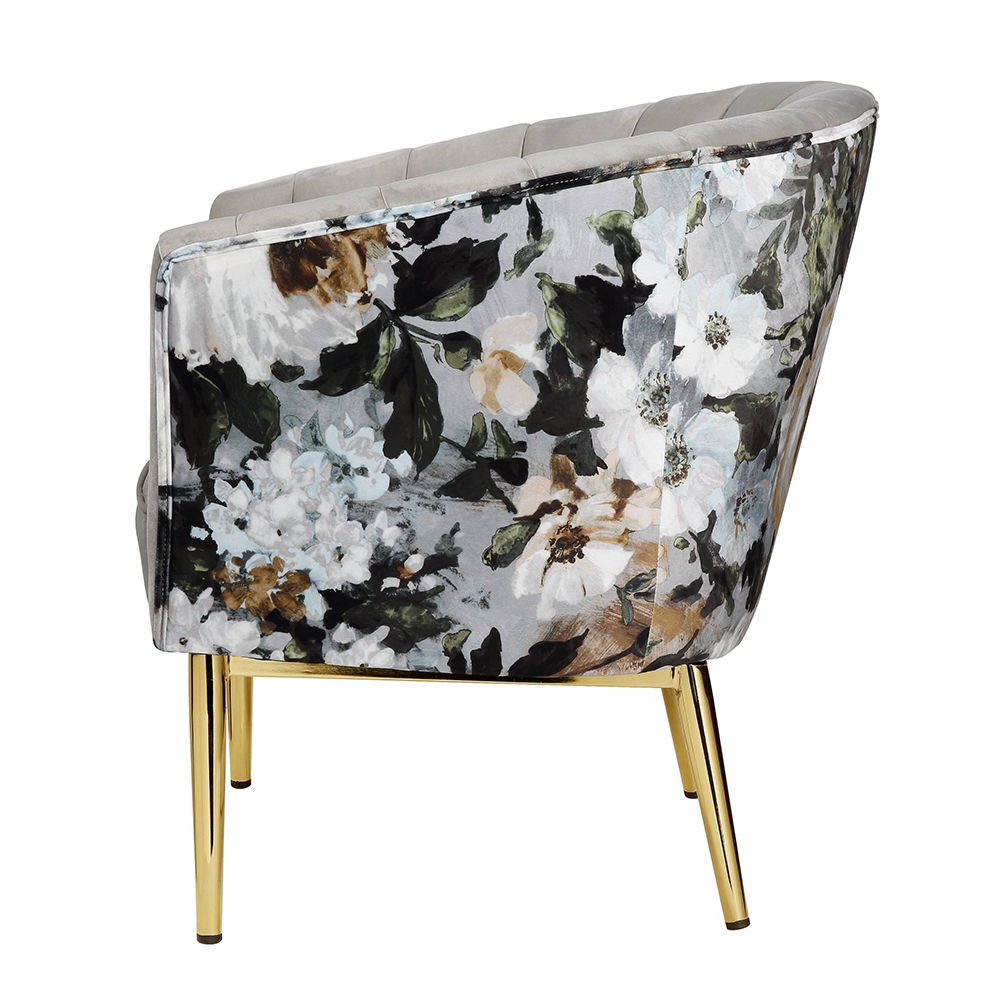 Colla - Accent Chair - Gray Velvet & Gold