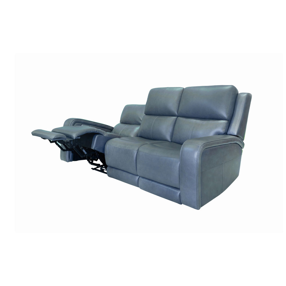 Oasis Leather Power Reclining Sofa with Power Headrests, Lumbar, Heat & Massage in Storm