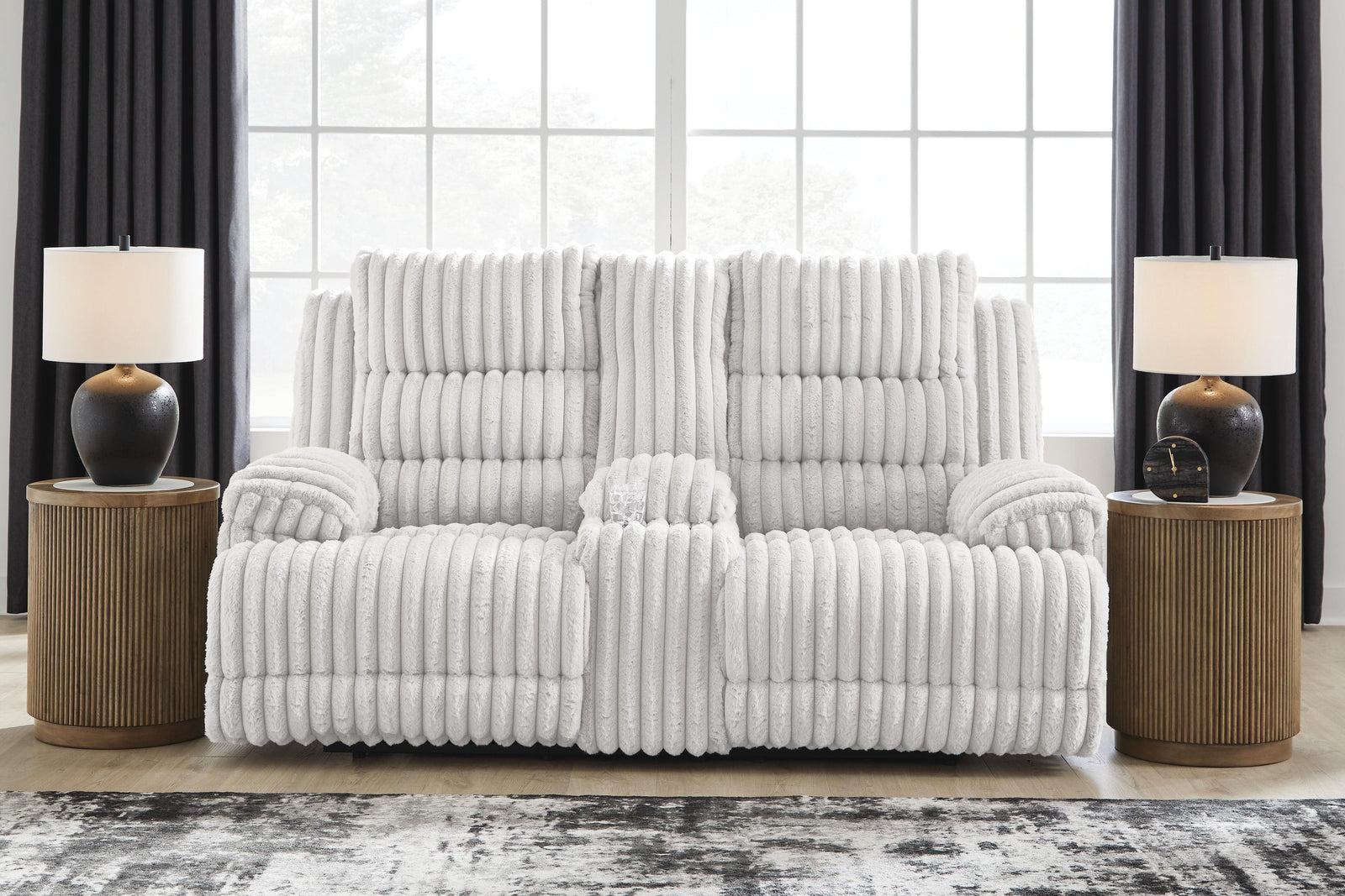 Rhines Falls Power Reclining Loveseat with Console - Gray (2)