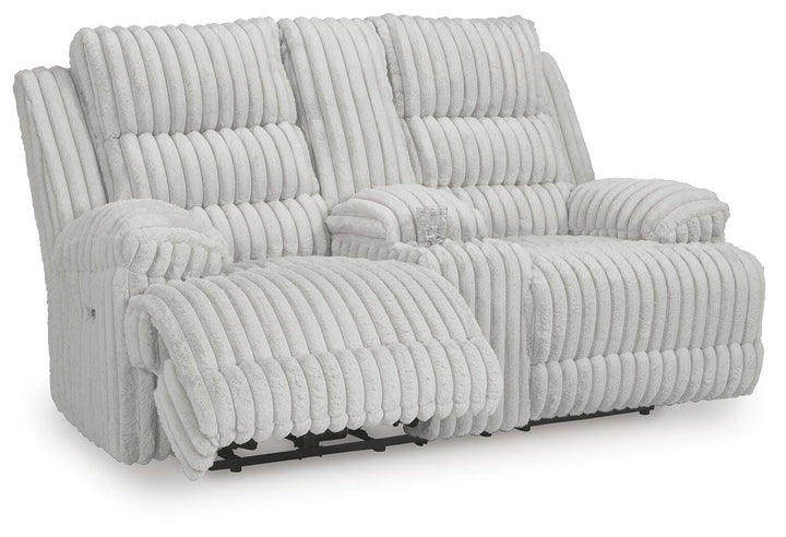 Rhines Falls Power Reclining Loveseat with Console - Gray (3)