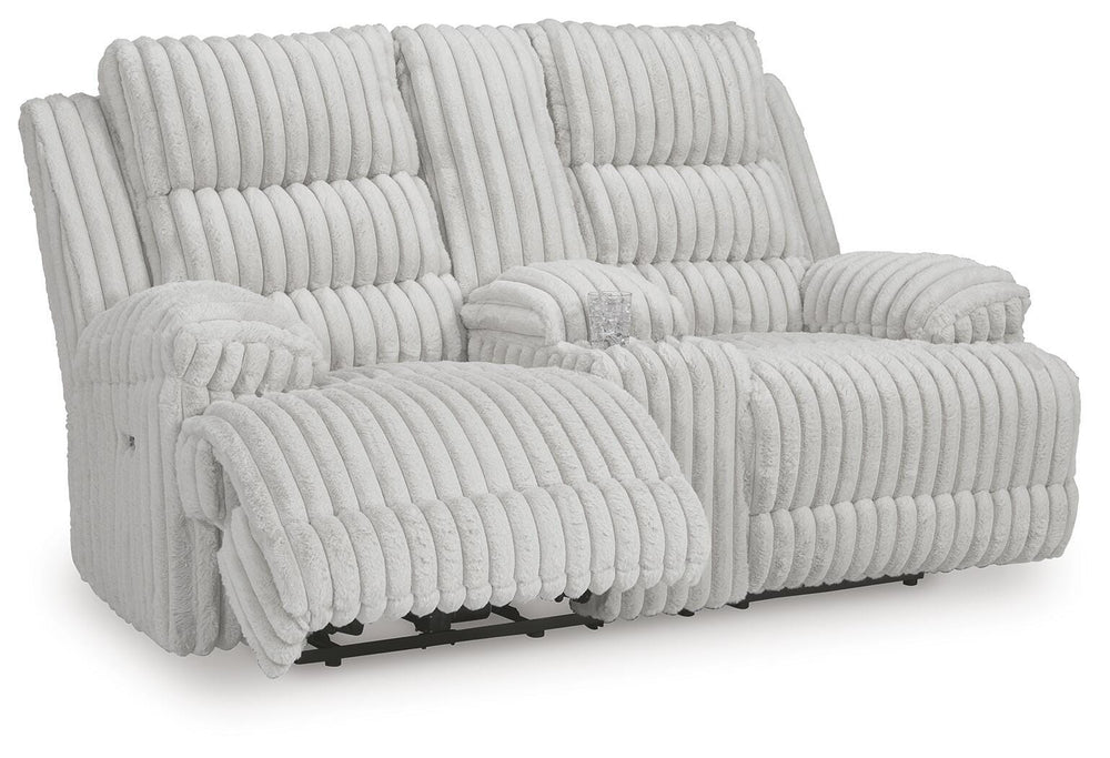 Rhines Falls Power Reclining Loveseat with Console - Gray (3)