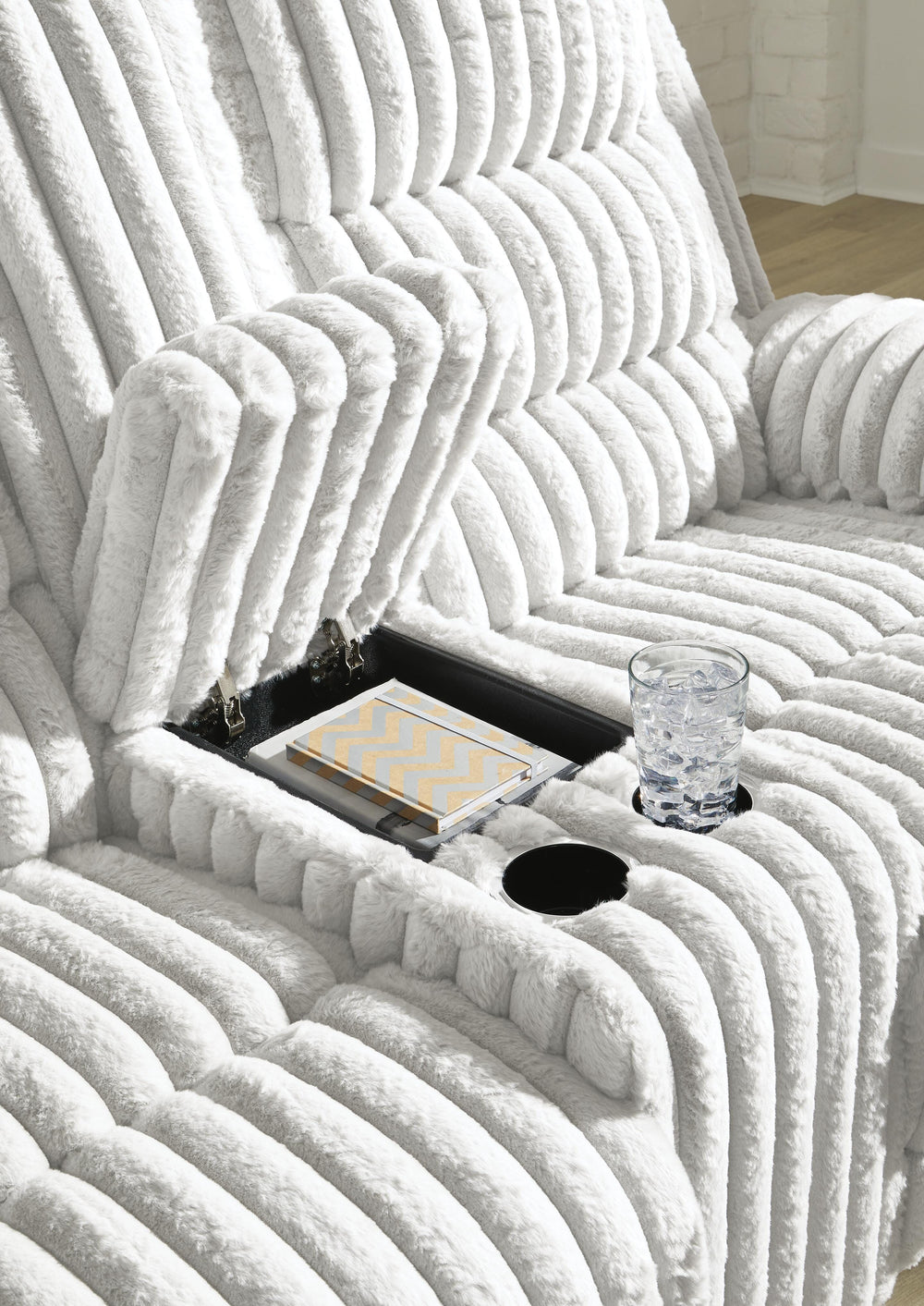 Rhines Falls Power Reclining Loveseat with Console - Gray (6)