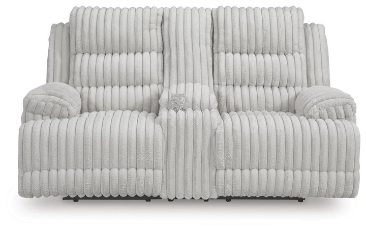 Rhines Falls Power Reclining Loveseat with Console - Gray (4)