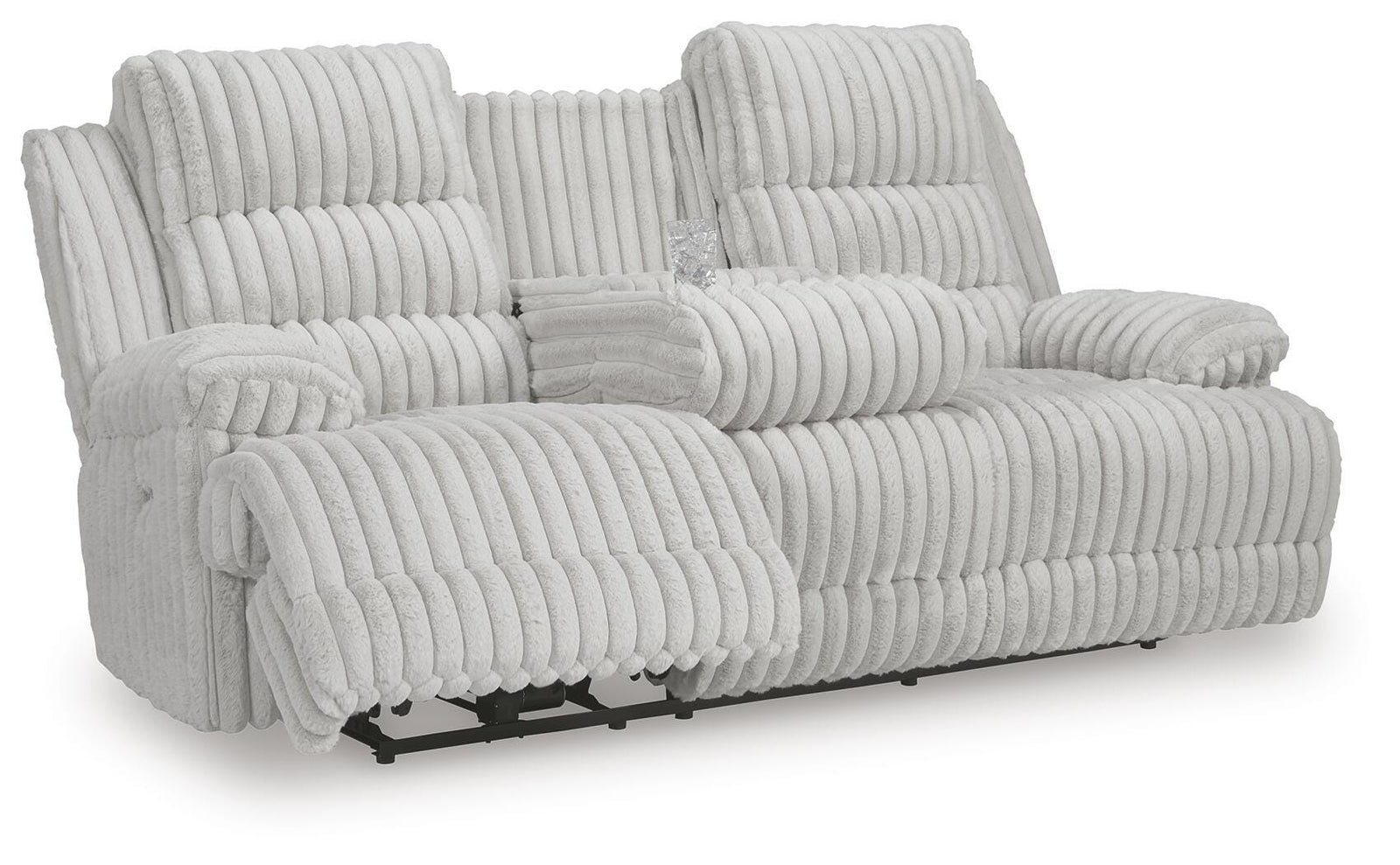 Rhines Falls Power Reclining Sofa with Drop Down Table - Gray (1)
