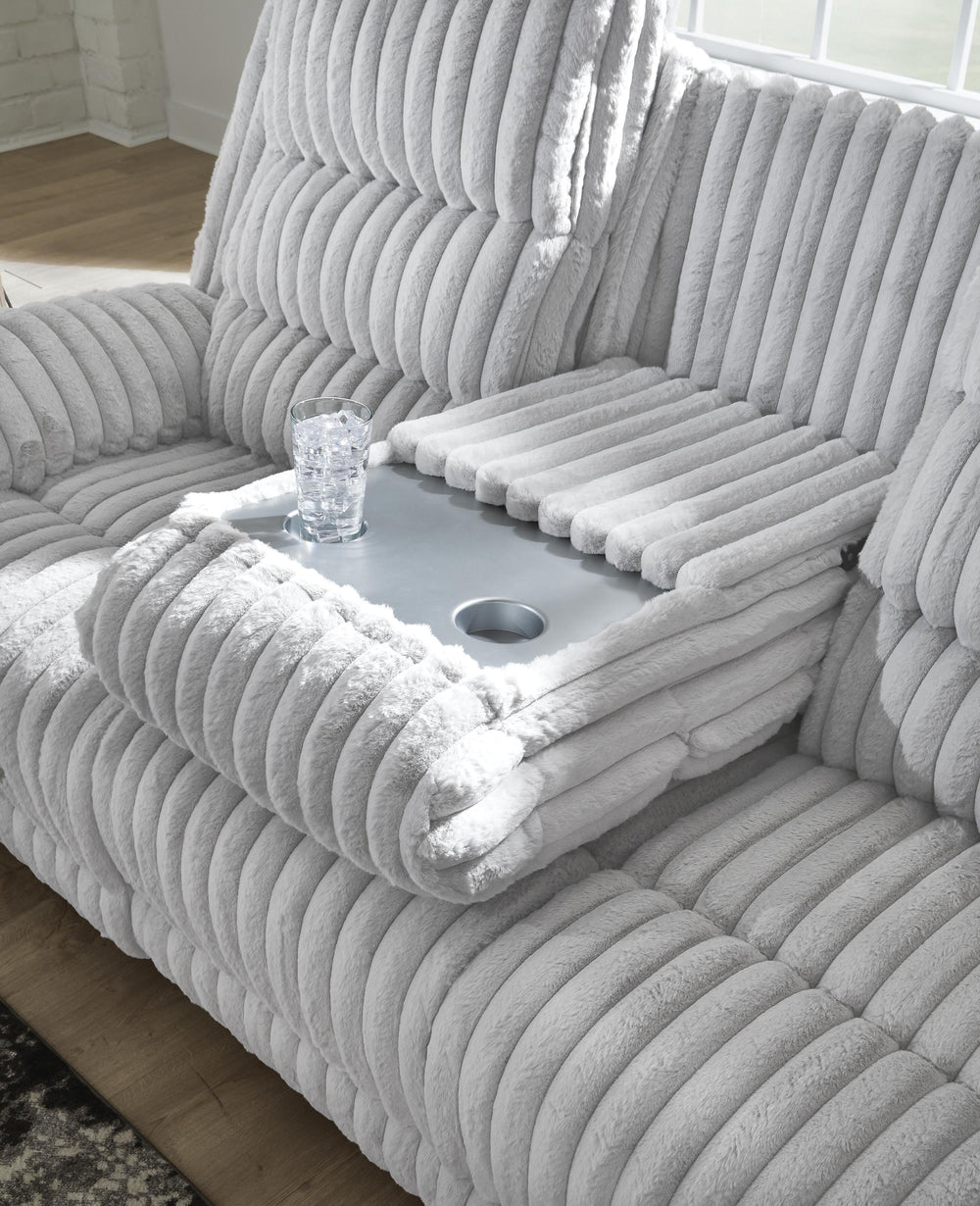 Rhines Falls Power Reclining Sofa with Drop Down Table - Gray (7)