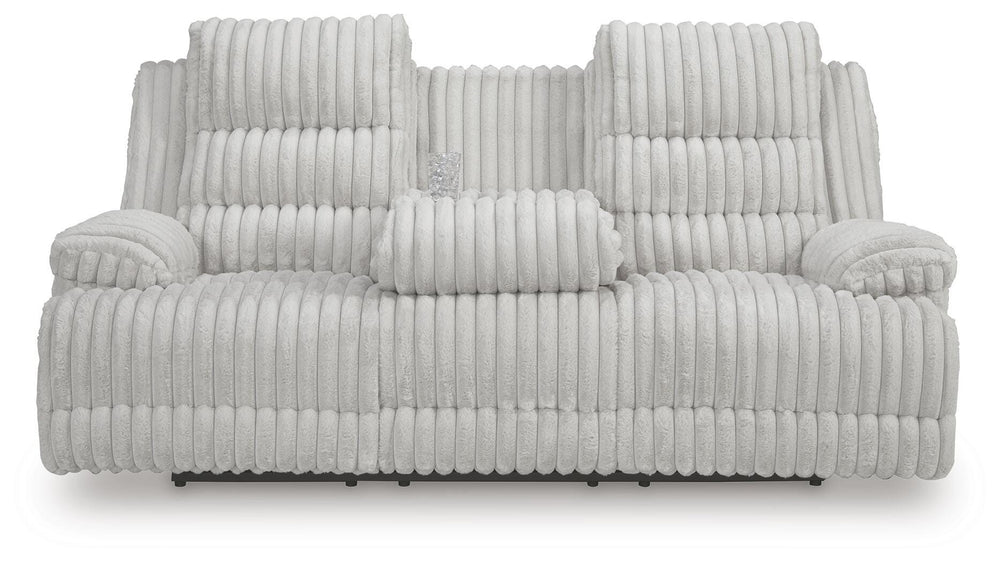 Rhines Falls Power Reclining Sofa with Drop Down Table - Gray (4)