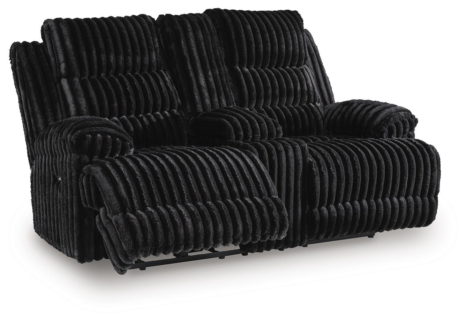 Rhine Falls Power Reclining Loveseat with Console - Black (1)