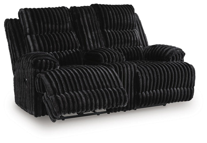 Rhine Falls Power Reclining Loveseat with Console - Black (1)